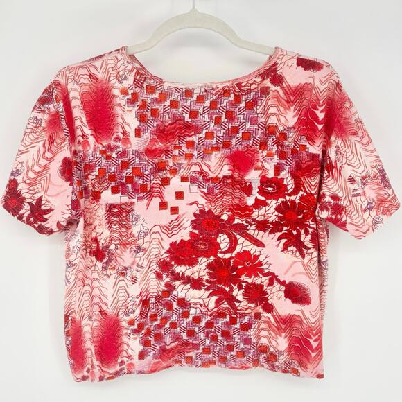 Take Two Vintage Pink and Red Floral Sequin Top Size 1X - Picture 2 of 6